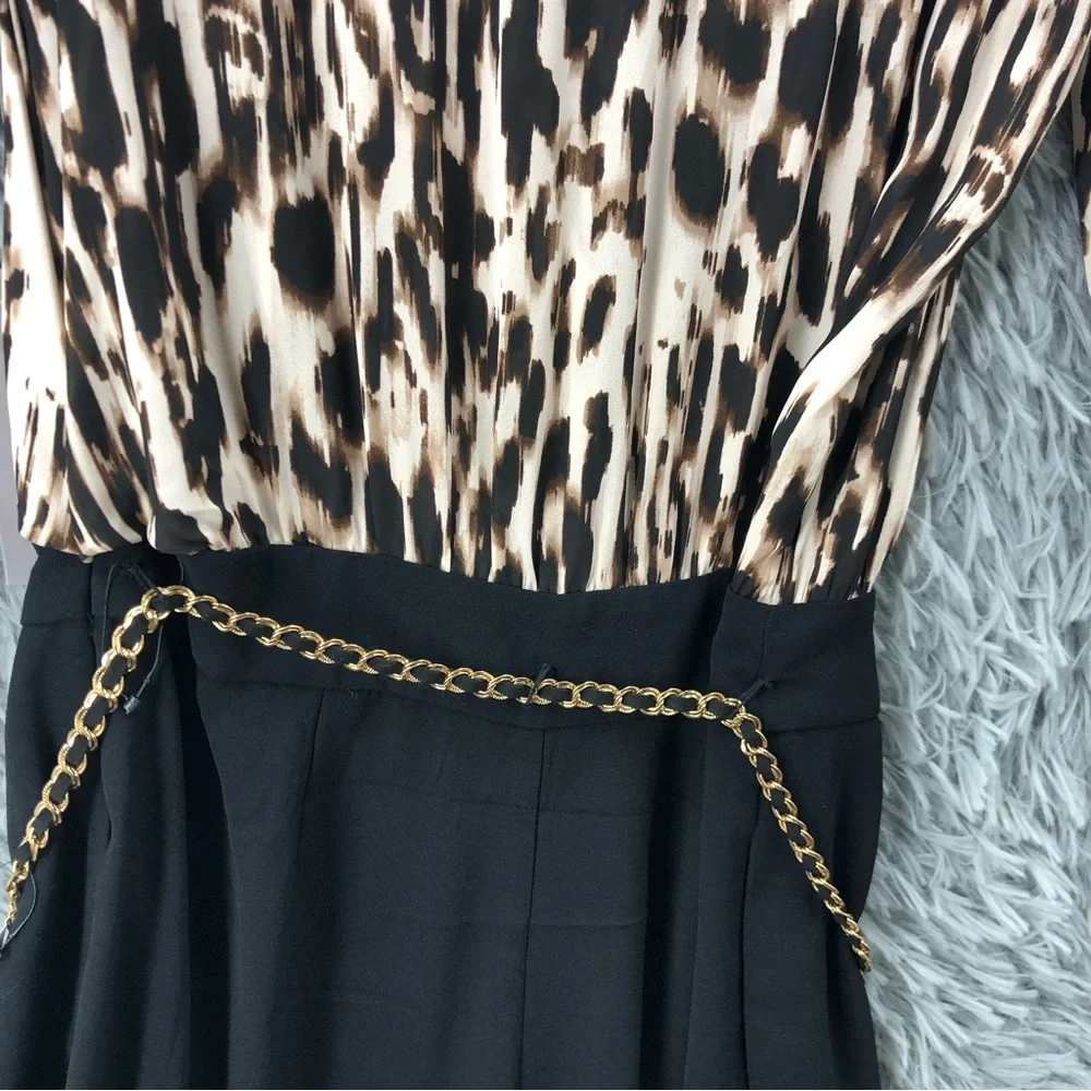Jennifer Lopez Romper Womens 8 NWT Cheetah Vneck Chain Belt Shorts